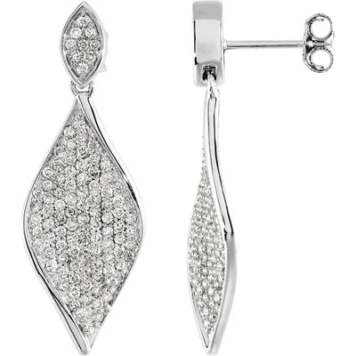 14K White Gold 1 1/5 CTW Natural Diamond Drop Earrings