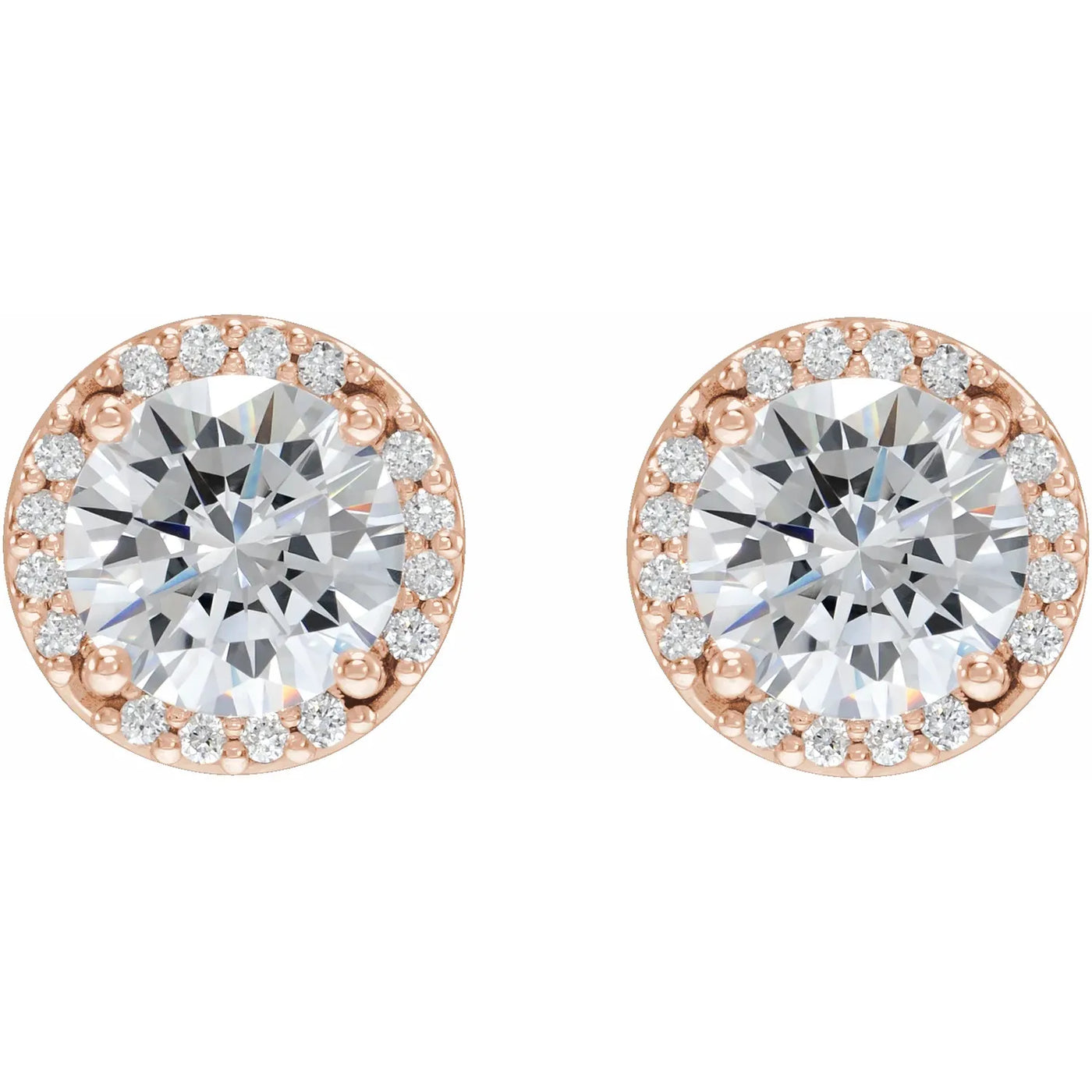 14K Rose 1/2 CTW Natural Diamond Halo-Style Earrings