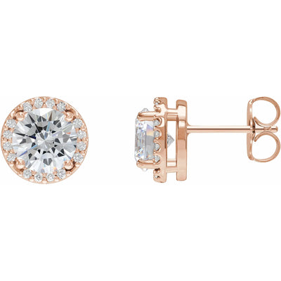 14K Rose 1/2 CTW Natural Diamond Halo-Style Earrings