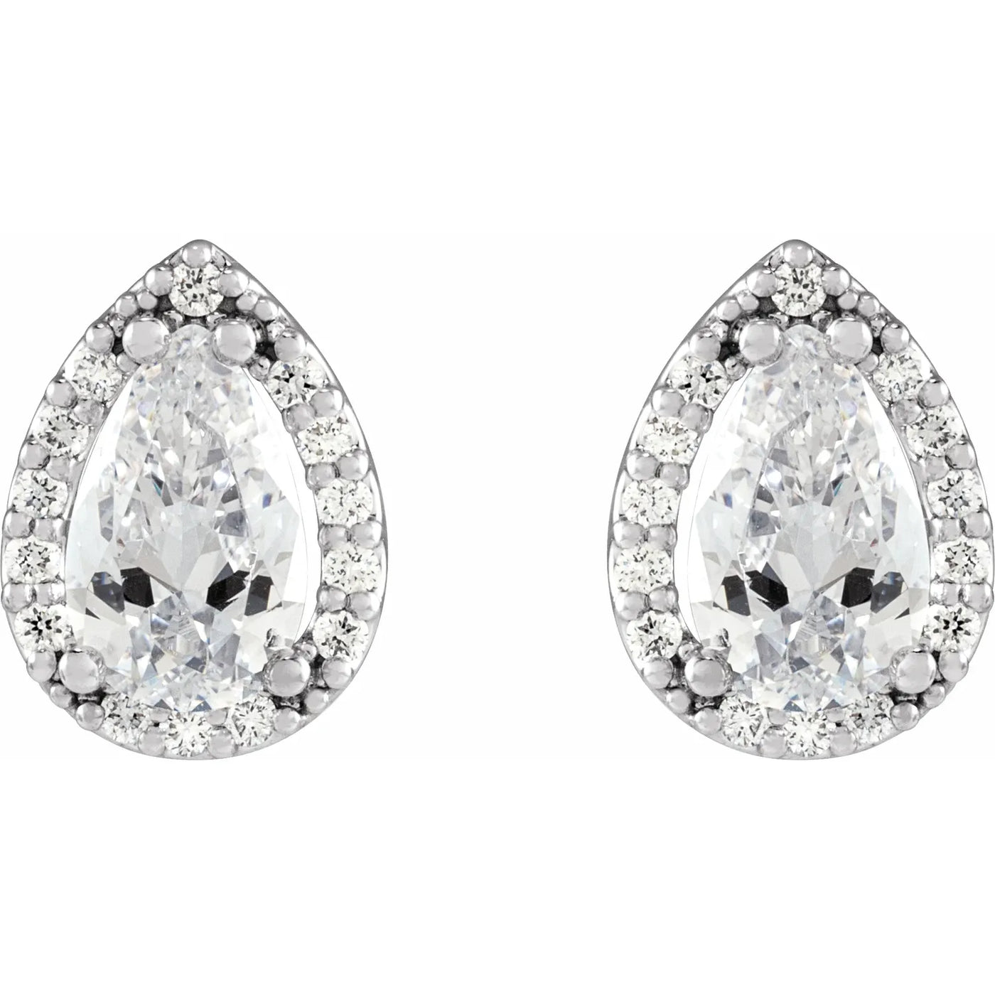 14K White 4x2.5 mm Pear 1/4 CTW Natural Diamond Halo-Style Earrings