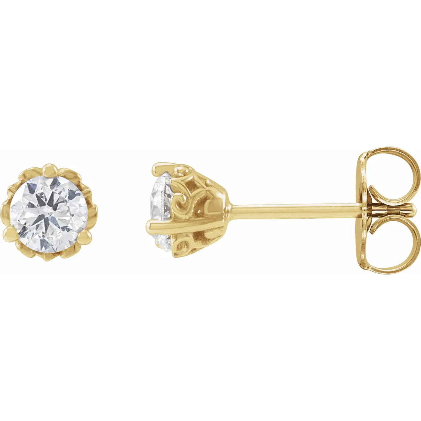 14K Yellow 3/8 CTW Natural Diamond Vintage-Inspired Earrings