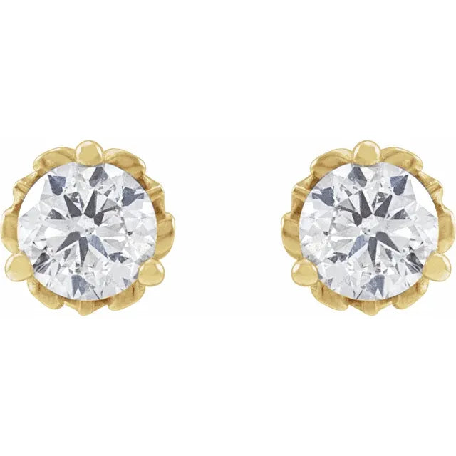 14K Yellow 3/8 CTW Natural Diamond Vintage-Inspired Earrings