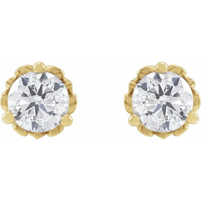 14K Yellow 3/8 CTW Natural Diamond Vintage-Inspired Earrings