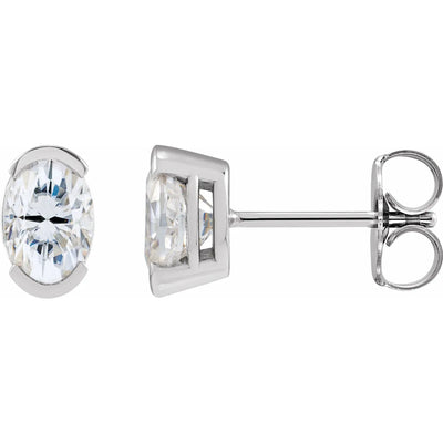 14K White 6x4 mm Lab-Grown Moissanite Stud Earrings