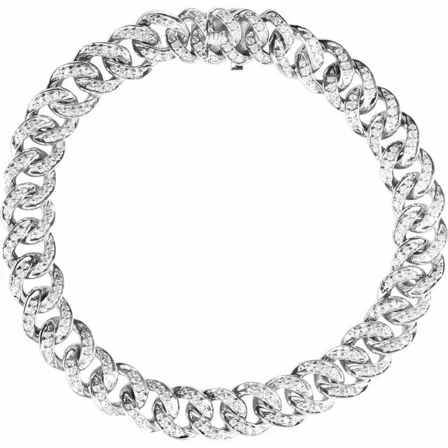 14K White Gold 3 CTW Natural Diamond Bangle Bracelet