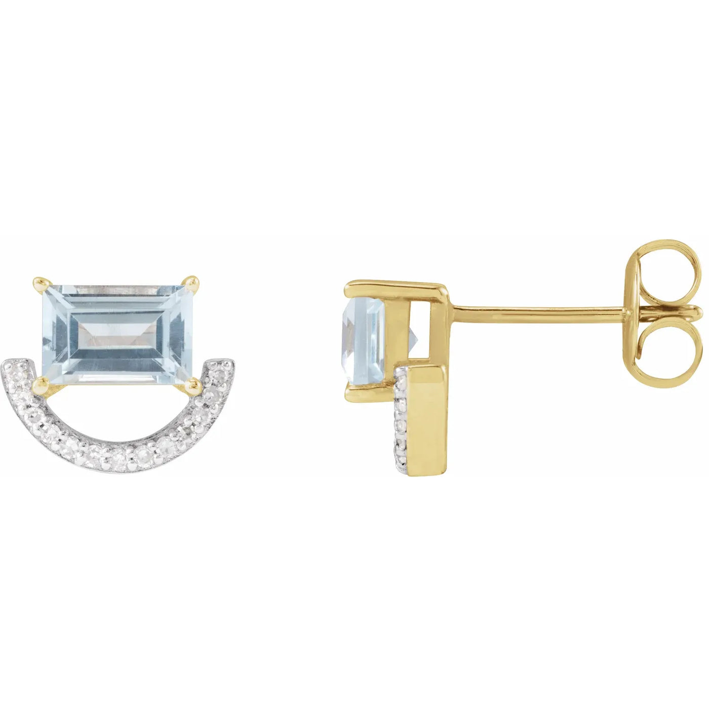 Rhodium-Plated 14K Yellow Natural Sky Blue Topaz & 3/4 CTW Natural Diamond Earrings