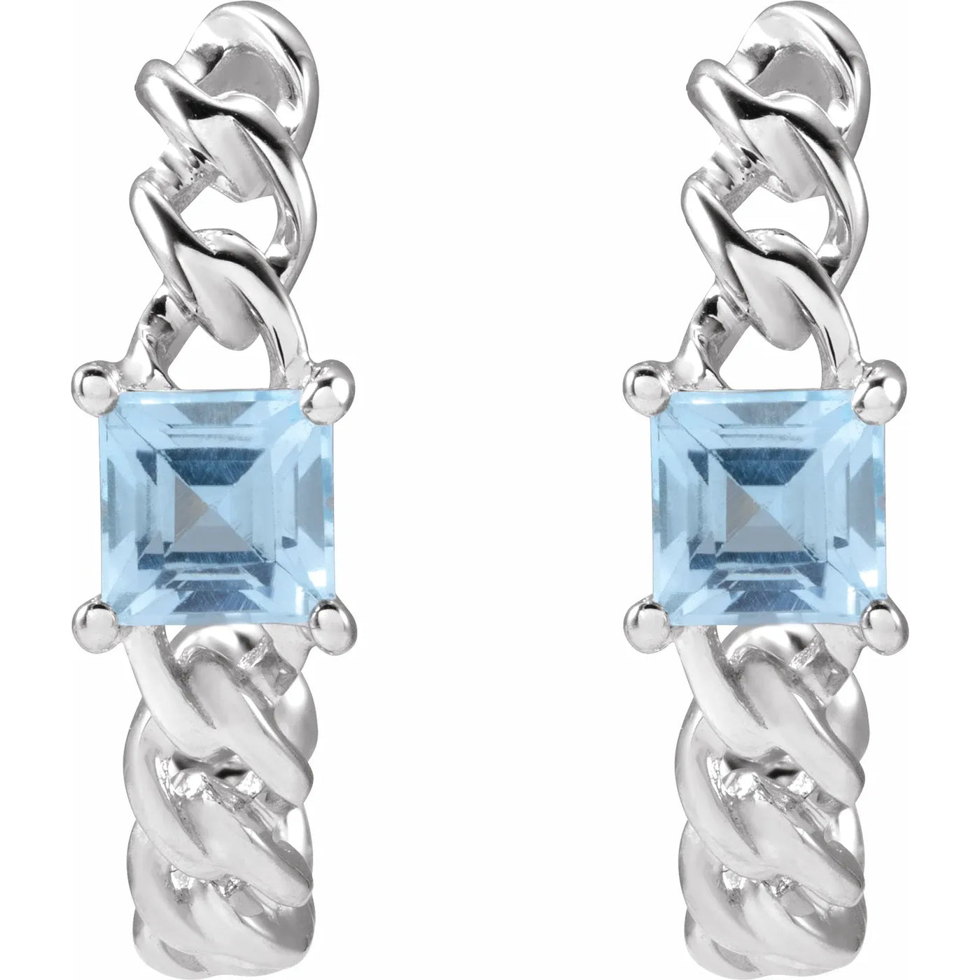 14K White Natural Sky Blue Topaz Earrings