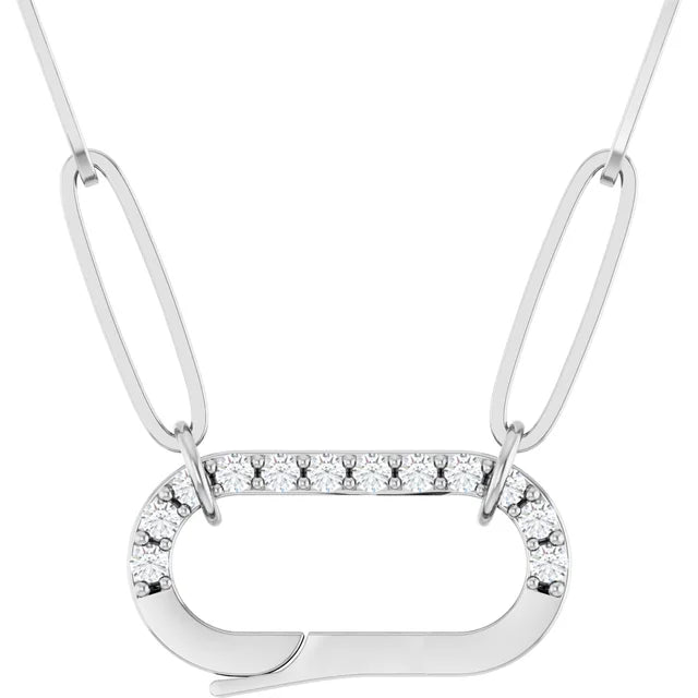 14K White .08 CTW Natural Diamond Charm Necklace