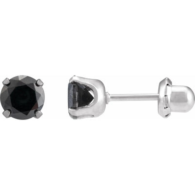 Stainless Steel 5 mm Imitation Black Cubic Zirconia Inverness® Piercing Earrings