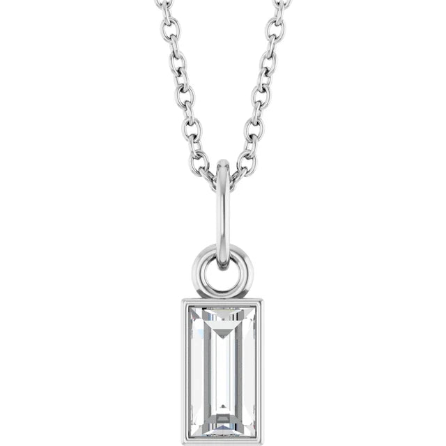 14K White Gold 3/8 CT Natural Diamond Bezel-Set Necklace