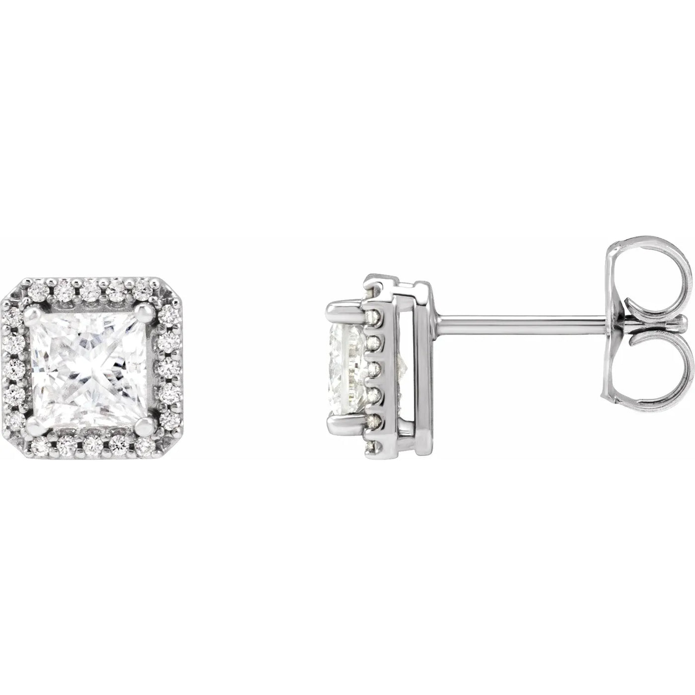 14K White 3/4 CTW Natural Diamond Halo-Style Earrings