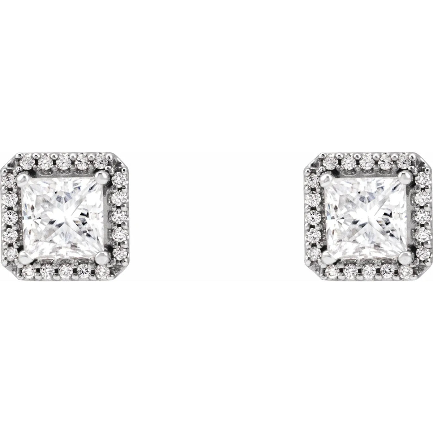 14K White 3/4 CTW Natural Diamond Halo-Style Earrings