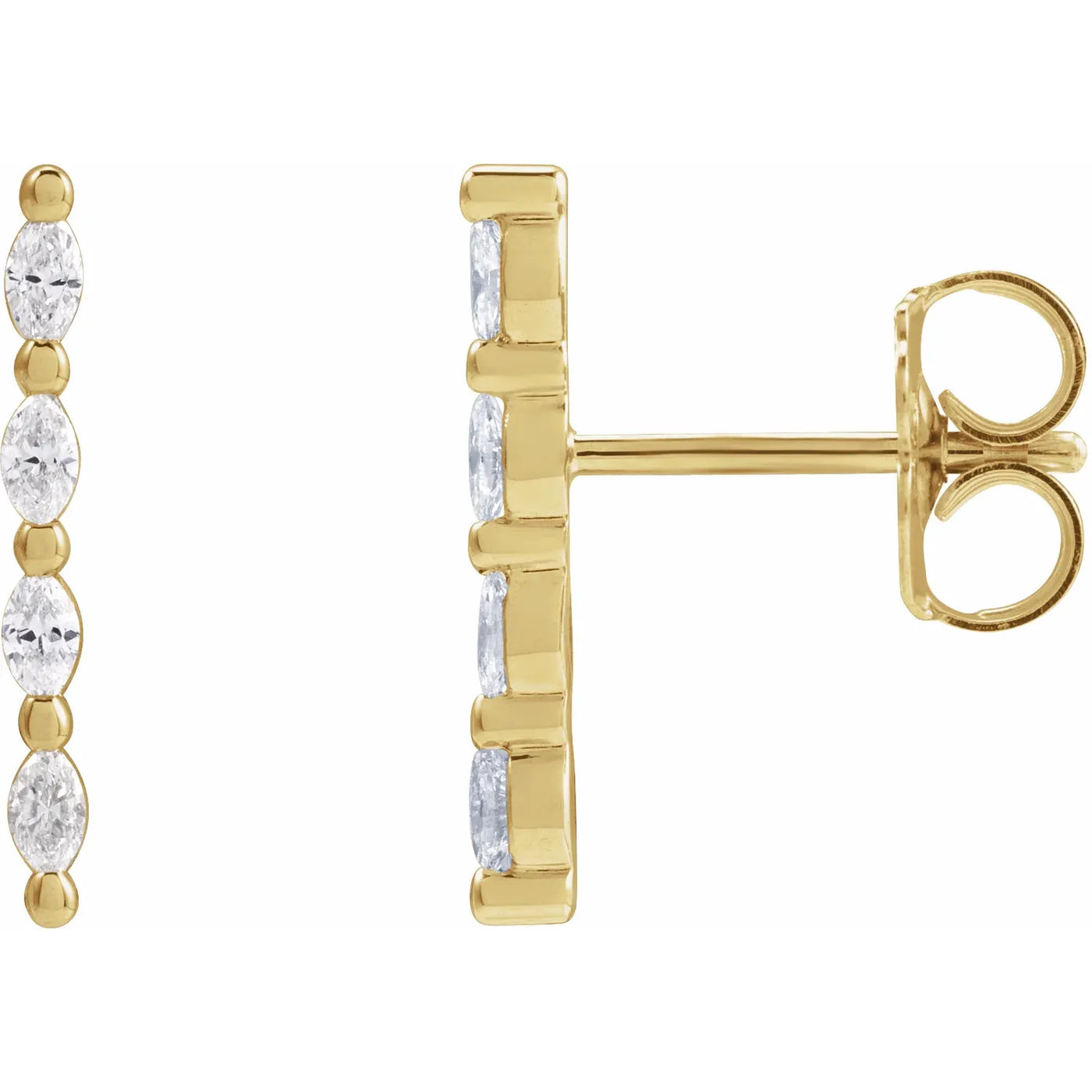 14K Yellow 1/6 CTW Natural Diamond Bar Earring