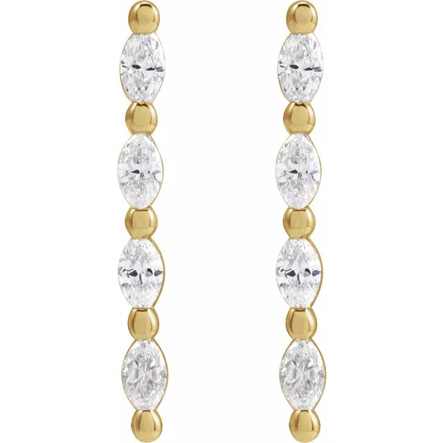 14K Yellow 1/6 CTW Natural Diamond Bar Earring