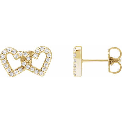 14K Yellow 1/5 CTW Natural Diamond Interlocking Heart Earrings