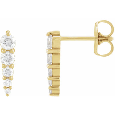 14K Yellow 1/2 CTW Natural Diamond Graduated Bar Earrings