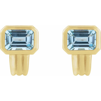 14K Yellow Natural Sky Blue Topaz Earrings