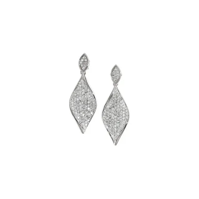 14K White Gold 1 1/5 CTW Natural Diamond Drop Earrings