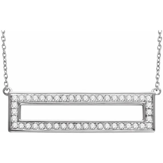 14K White Gold 3/8 CTW Natural Diamond Rectangle Necklace