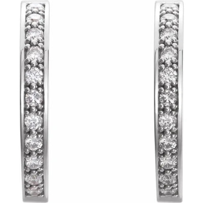 14K White Gold 1 CTW Natural Diamond Inside-Outside Hoop Earrings