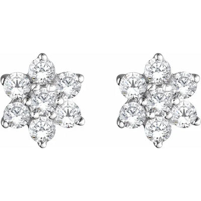 14K White 3/8 CTW Natural Diamond Flower Earrings