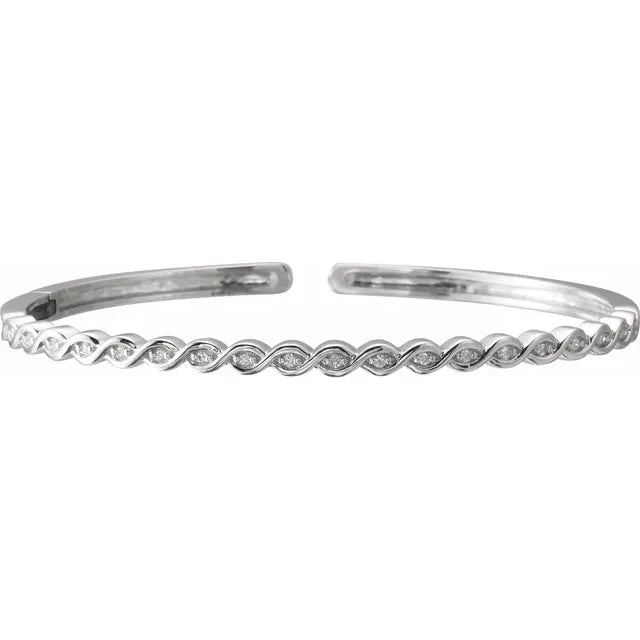 14K White Gold 1/6 CTW Natural Diamond Stackable Bangle Bracelet