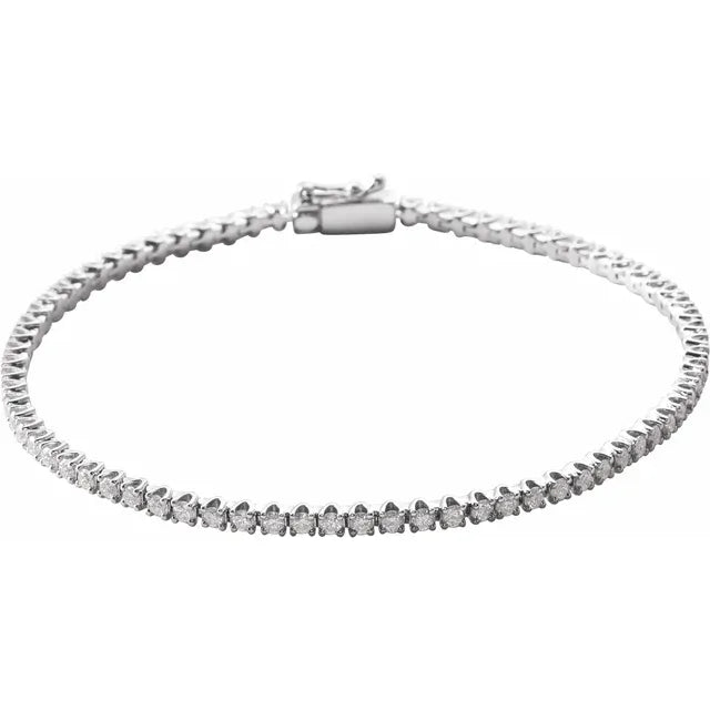 14K White Gold 2 CTW Natural Diamond Line Bracelet