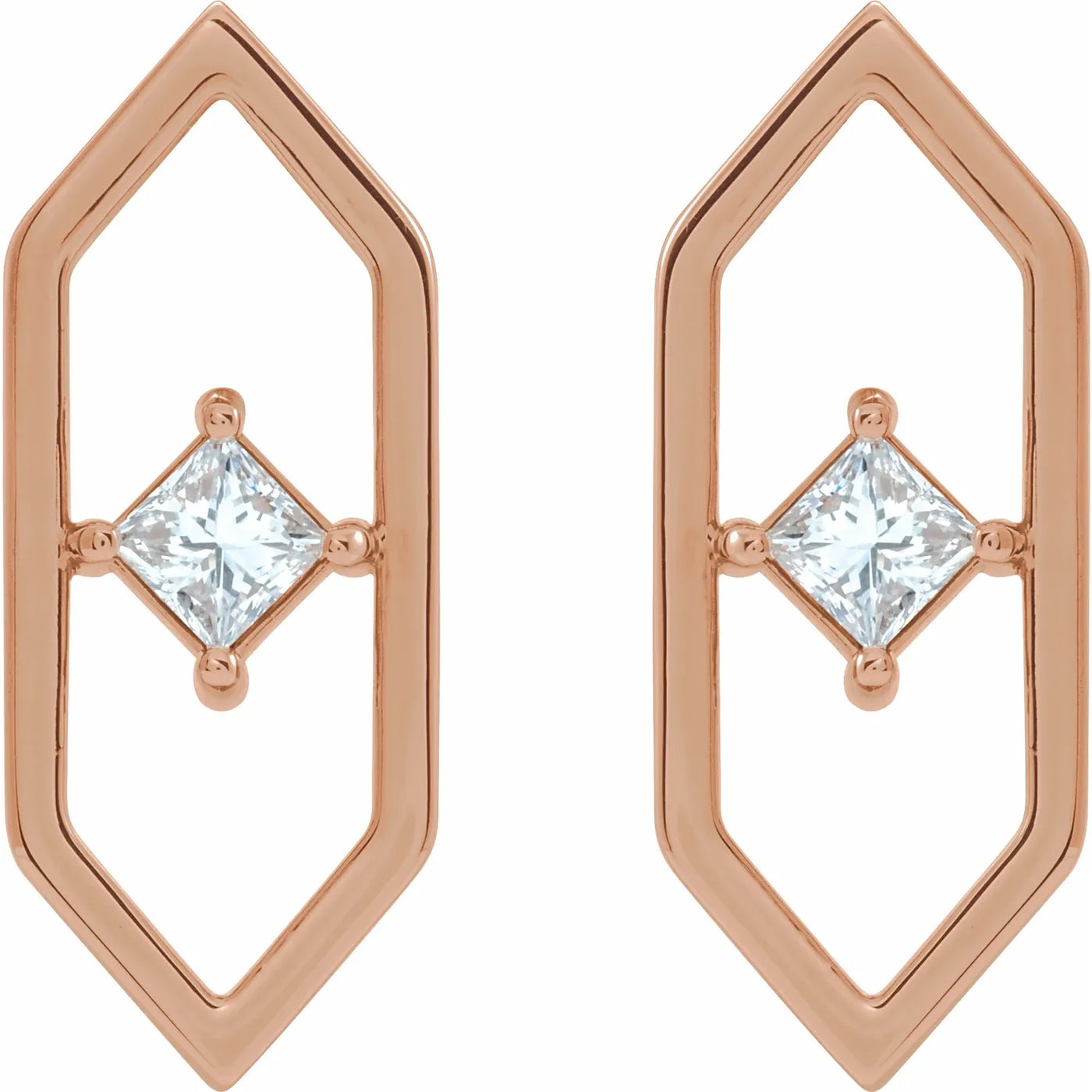 14K Rose 1/3 CTW Natural Diamond Geometric Earrings