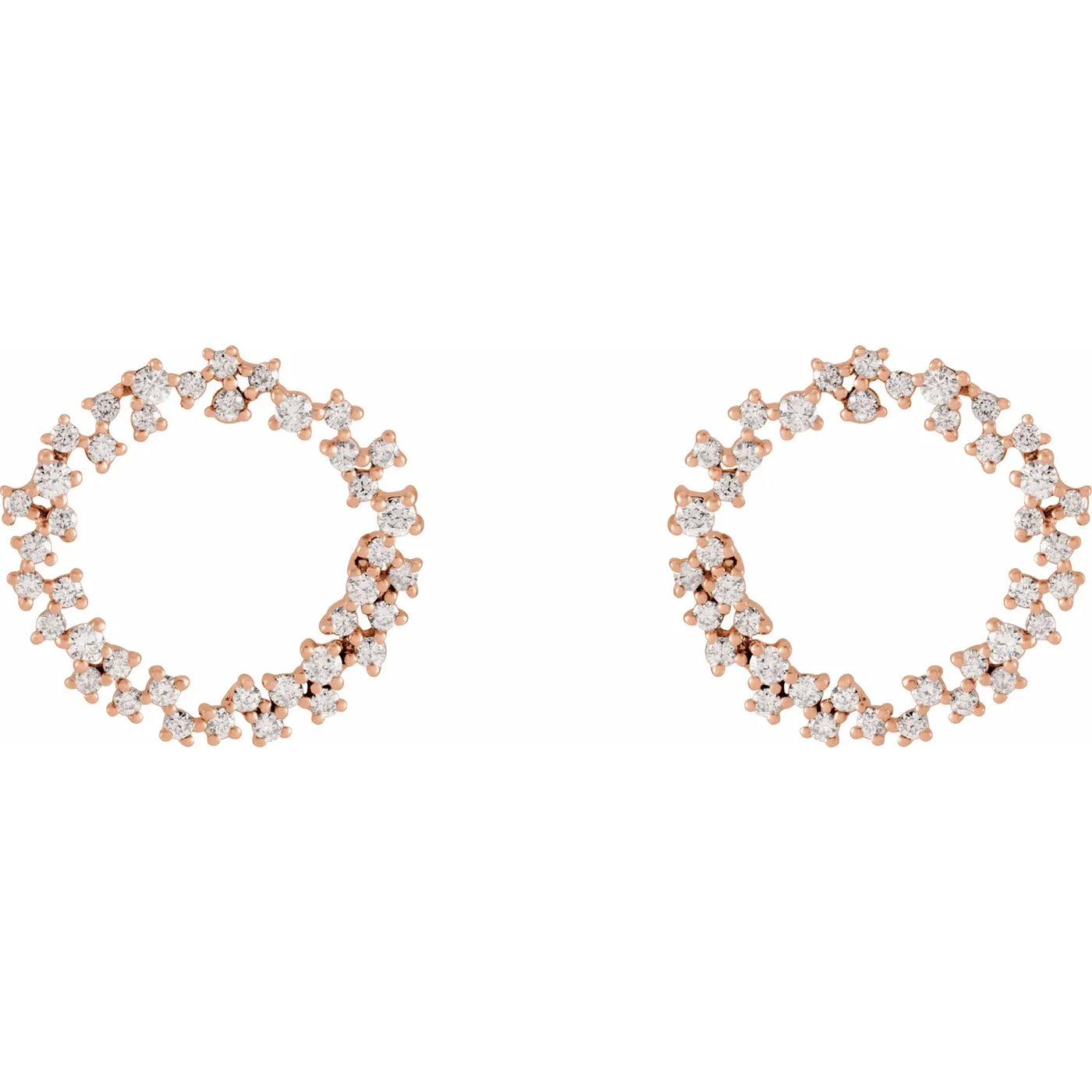 14K Rose 3/4 CTW Natural Diamond Circle Earrings