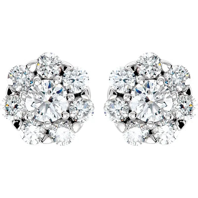 14K White 5/8 CTW Natural Diamond Cluster Earrings