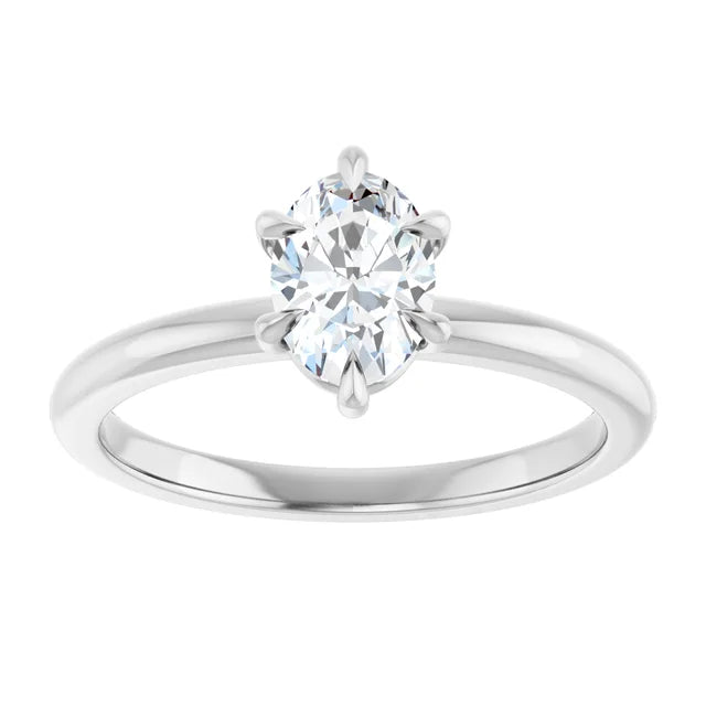 14K White Gold  7x5 mm Oval Solitaire Engagement Ring