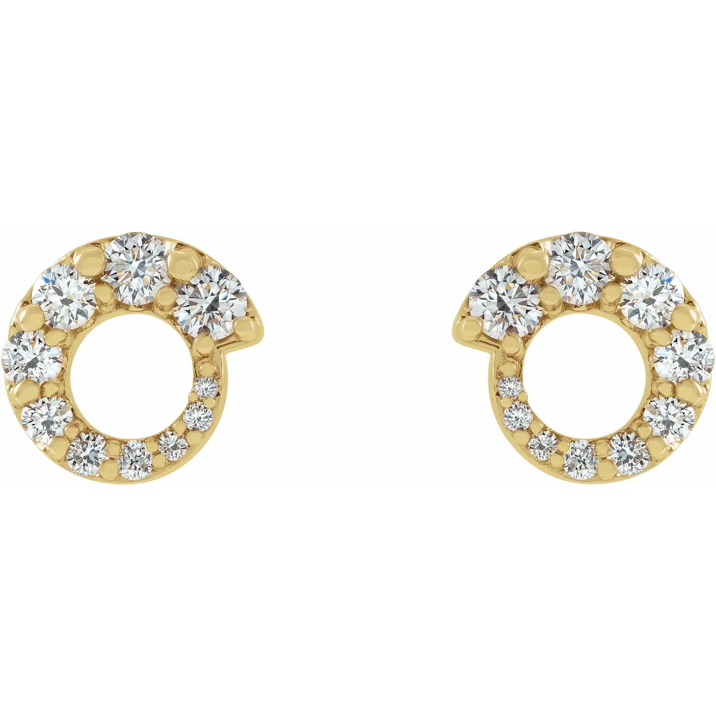 14K Yellow 1/2 CTW Natural Diamond Graduated Circle Earrings