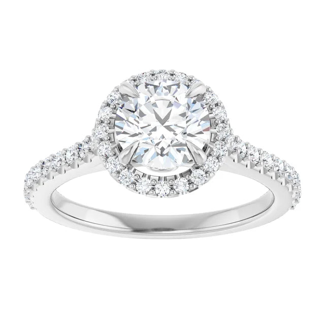 14K White Gold  6.5 mm Round Engagement Ring