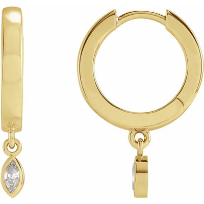 14K Yellow 1/8 CTW Natural Diamond Hinged Hoop Earrings