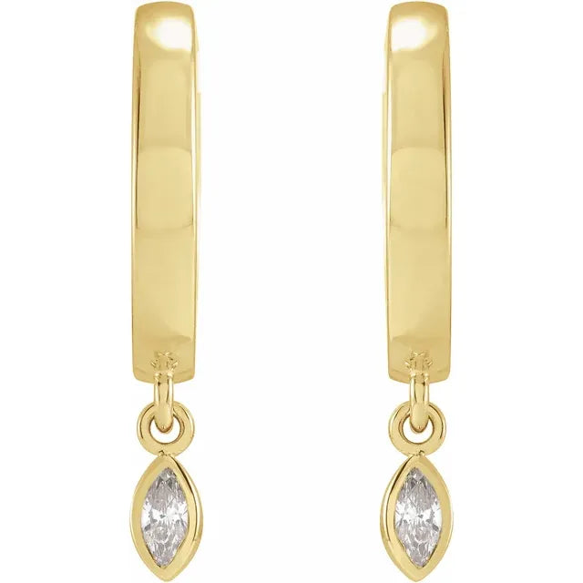 14K Yellow 1/8 CTW Natural Diamond Hinged Hoop Earrings