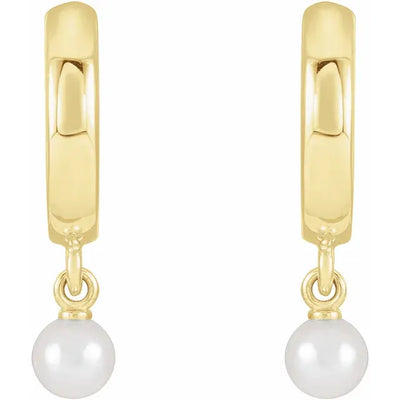 14K Yellow Cultured Seed Pearl Hoop Earrings