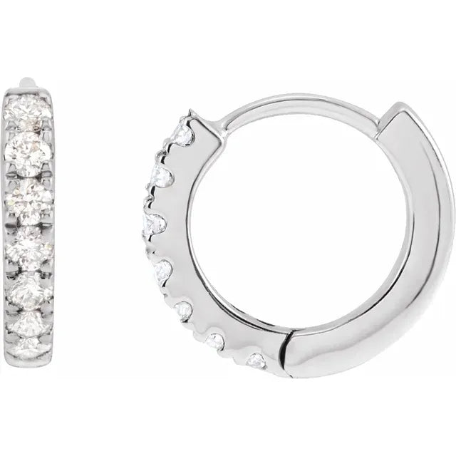 14K White 1/5 CTW Lab-Grown Diamond 10 mm Hoop Earrings