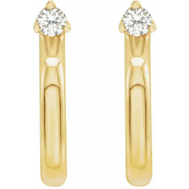 14K Yellow .06 CTW Natural Diamond Hoop Earring