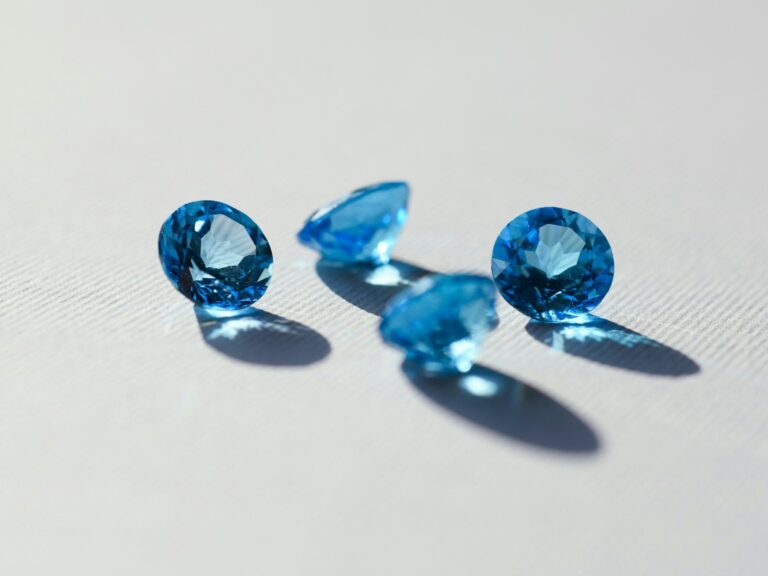 Blue faceted gemstones