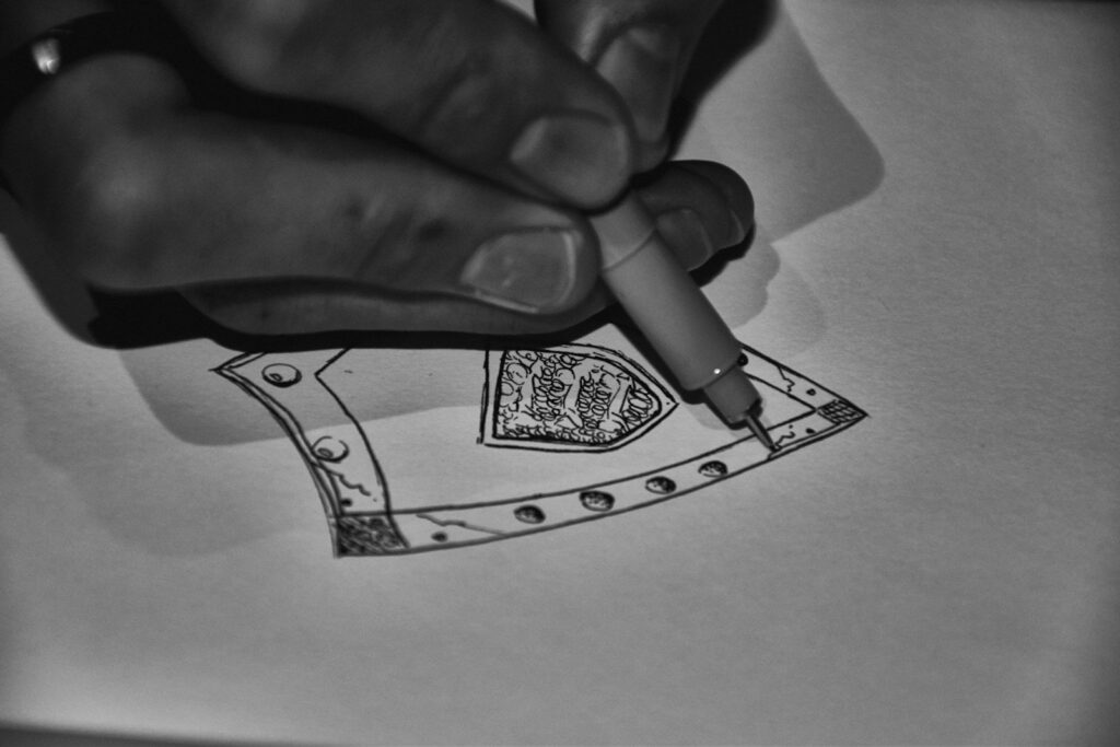 Hand drawing a detailed design