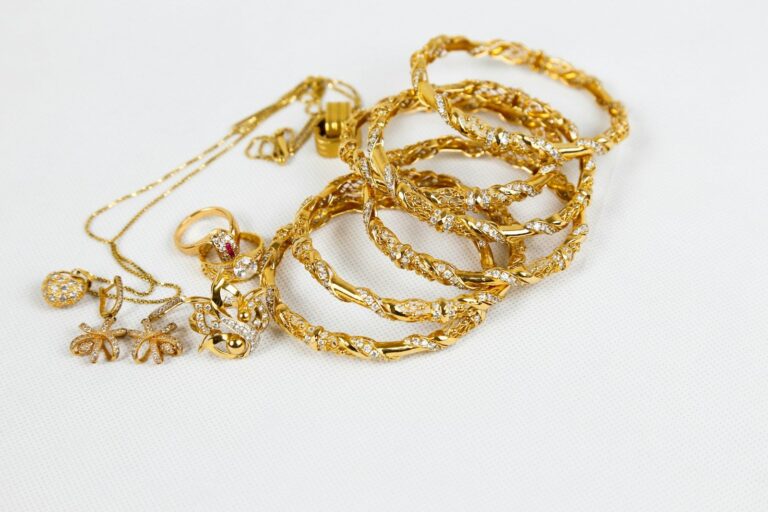 Gold chains, bracelets and rings ready to be sold for their gold value