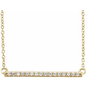 14K Yellow Gold — 1/6 Ctw Natural Diamond Bar Necklace