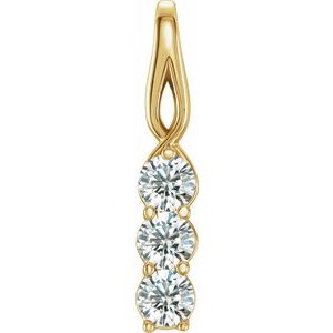 14K Yellow Gold — 1/4 Ctw Natural Diamond 3-Stone Pendant
