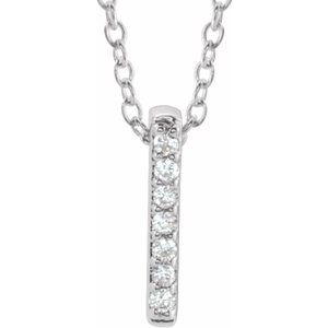 14K White Gold — .05 Ctw Natural Diamond Bar Necklace