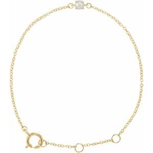 14K Yellow Gold — Imitation Pearl Youth Birthstone Bracelet