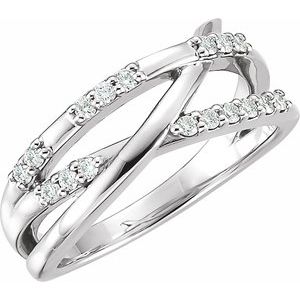 14K White Gold — 1/4 Ctw Natural Diamond Freeform Ring