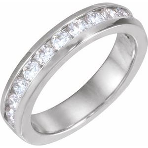 14K White Gold — 1 Ctw Natural Diamond Channel Band