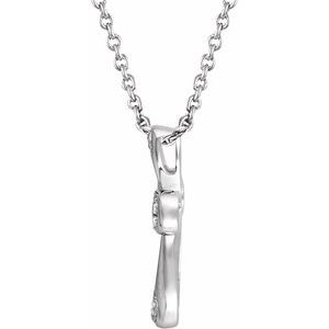 Sterling Silver — 1/10 Ctw Natural Diamond Cross Necklace