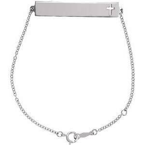 Sterling Silver — Engravable Pierced Cross Bracelet