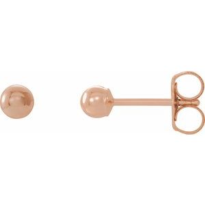 14K Rose Gold — Ball Stud Earrings With Bright Finish